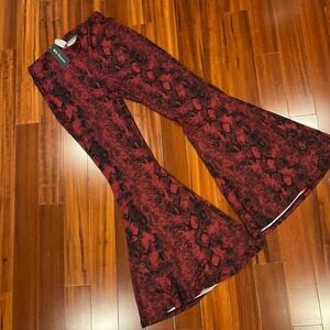 Red Flare Pants Snake Animal Print Milly Penzance Bell Bottoms Legging New M